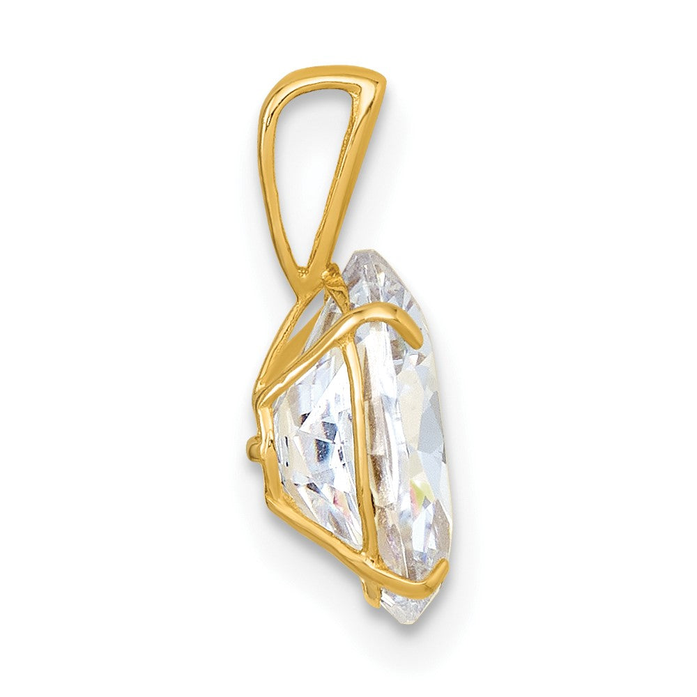 10K Yellow Gold Polished 8.00 X 10.00mm White Oval Cz Pendant