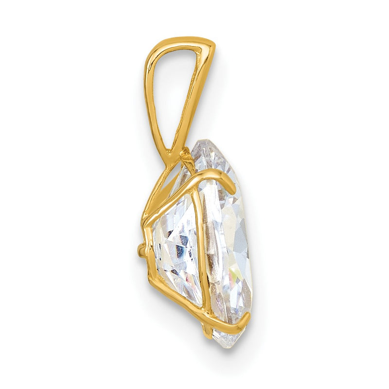 10K Yellow Gold Polished 8.00 X 10.00mm White Oval Cz Pendant