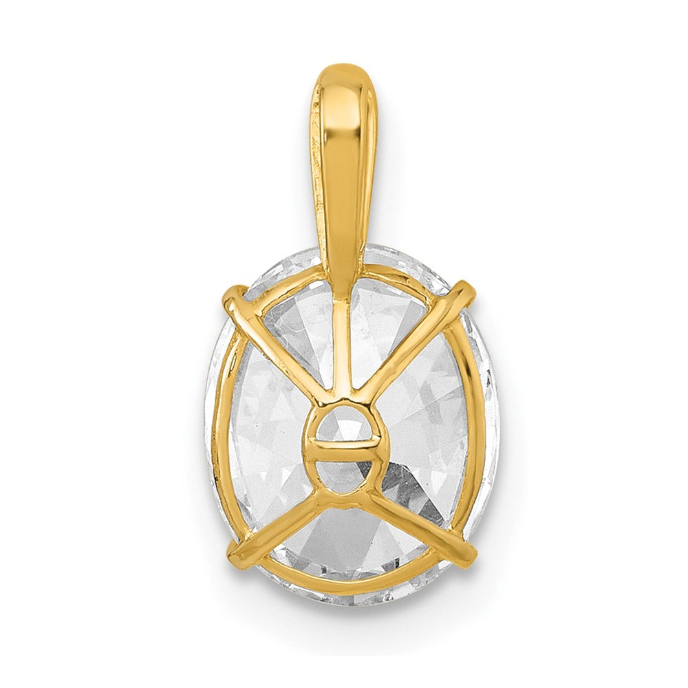 10K Yellow Gold Polished 8.00 X 10.00mm White Oval Cz Pendant