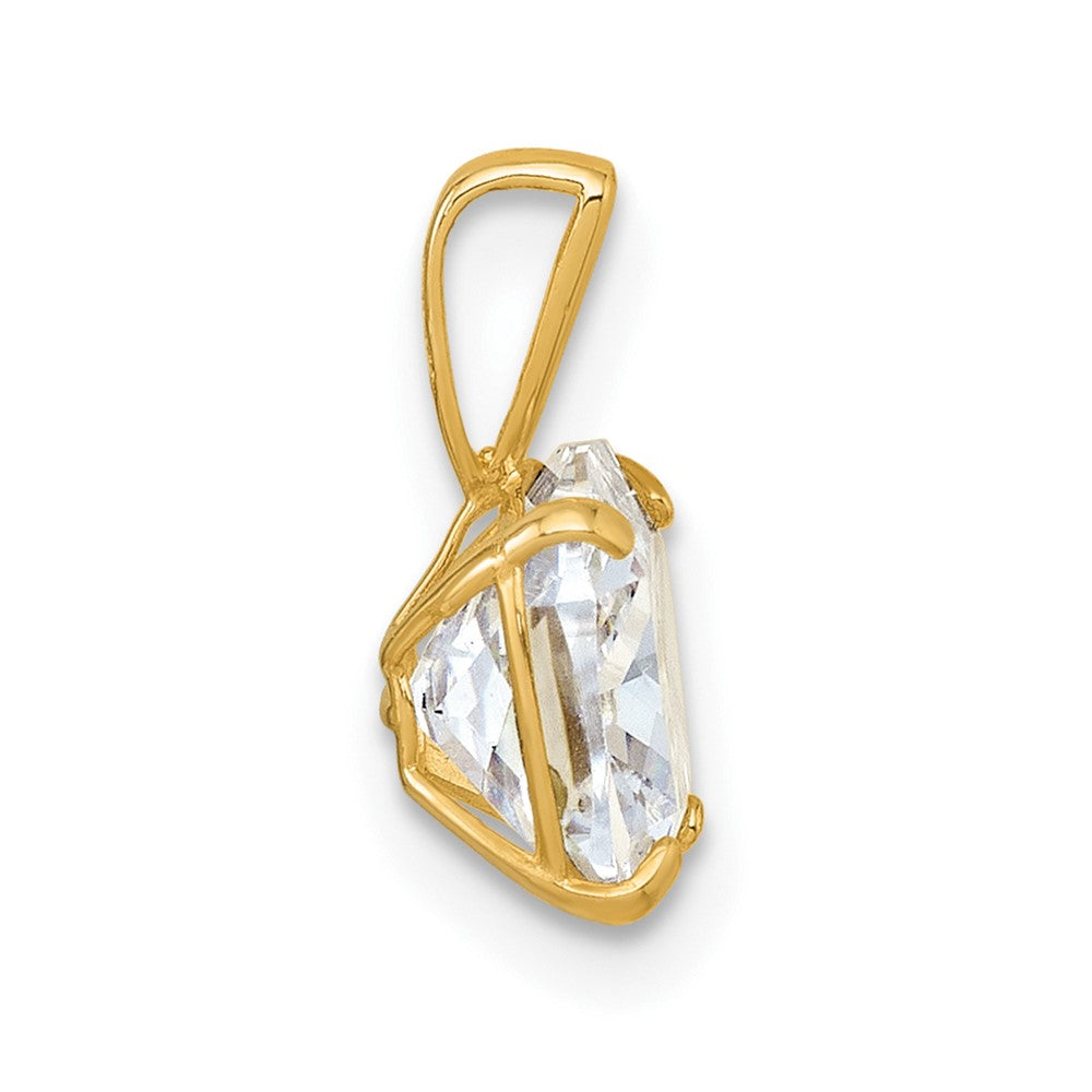 10K Yellow Gold Polished 8.00mm Cushion-Cut Cz Solitaire Pendant