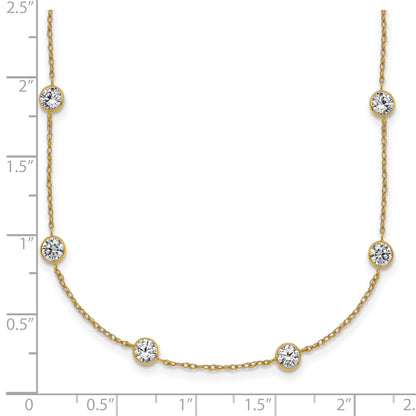 10K Yellow Gold Polished Bezel-Set Round Cz 14-Station 21.5 Inch Necklace