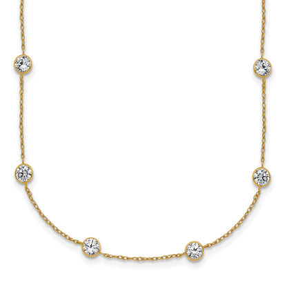 10K Yellow Gold Polished Bezel-Set Round Cz 14-Station 21.5 Inch Necklace