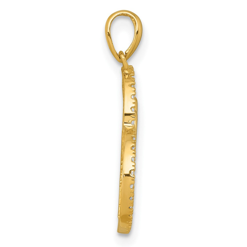 10K Yellow Gold Polished Cz Heart With Two Hearts Inside Pendant