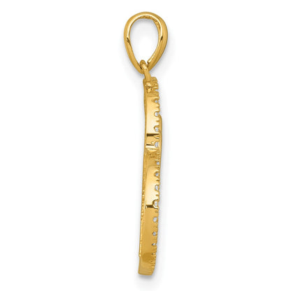 10K Yellow Gold Polished Cz Heart With Two Hearts Inside Pendant