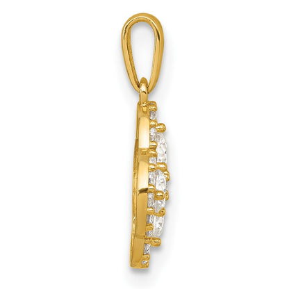 10K Yellow Gold Polished Fancy Cz Flower Pendant