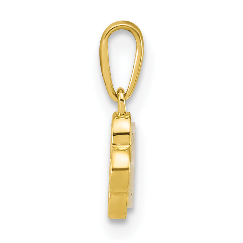 10K Yellow Gold Polished Mother Of Pearl Clover Pendant
