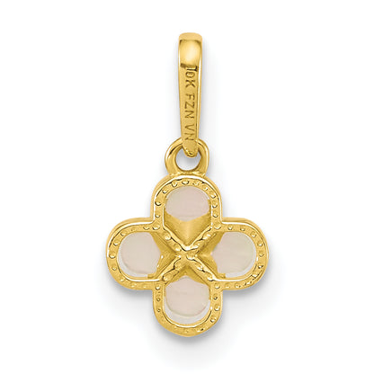 10K Yellow Gold Polished Mother Of Pearl Clover Pendant