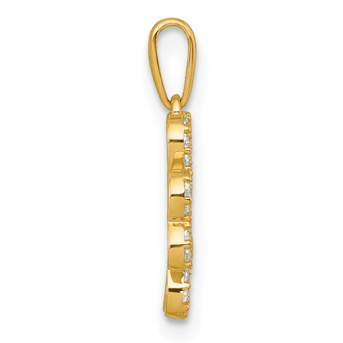 10K Yellow Gold Polished Cz Four-Leaf Clover Pendant