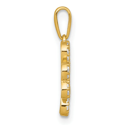 10K Yellow Gold Polished Cz Four-Leaf Clover Pendant