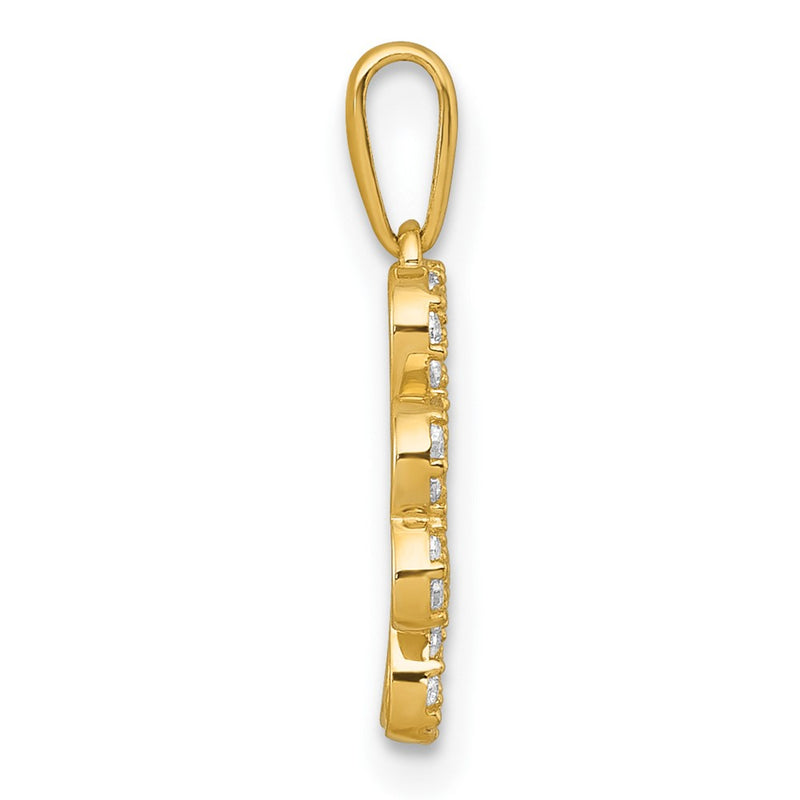 10K Yellow Gold Polished Cz Four-Leaf Clover Pendant