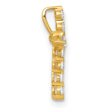 10K Yellow Gold Polished Cz Latin Cross Chain Slide Pendant