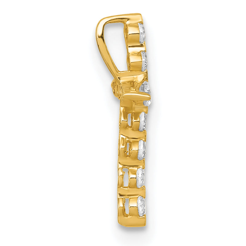 10K Yellow Gold Polished Cz Latin Cross Chain Slide Pendant