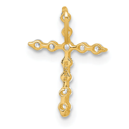 10K Yellow Gold Polished Cz Latin Cross Chain Slide Pendant