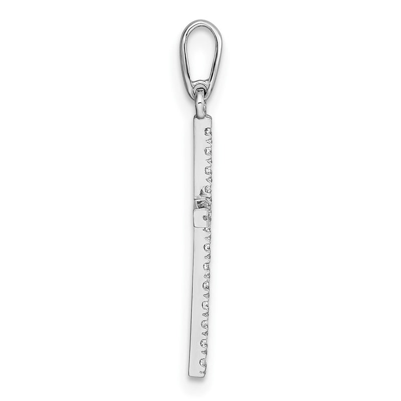 10K White Gold Polished Cz Latin Cross Pendant