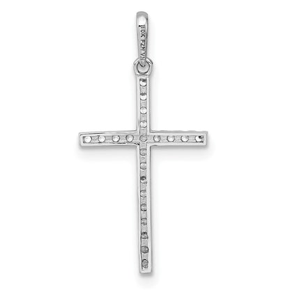 10K White Gold Polished Cz Latin Cross Pendant