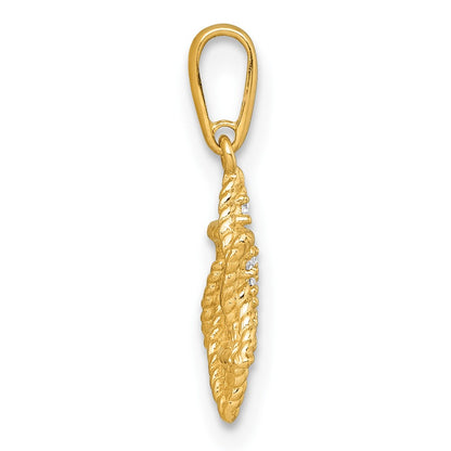10K Yellow Gold Polished Cz Star Of David Pendant