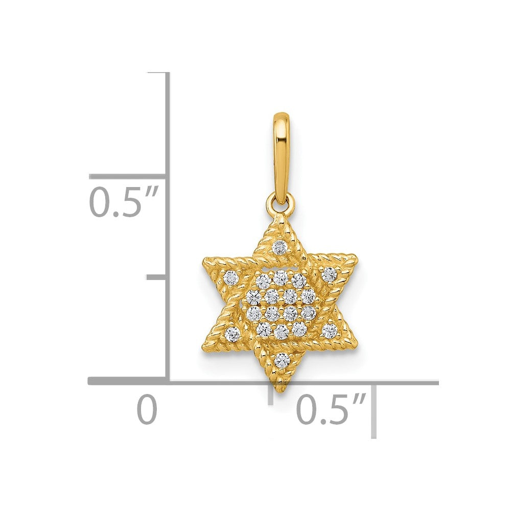 10K Yellow Gold Polished Cz Star Of David Pendant