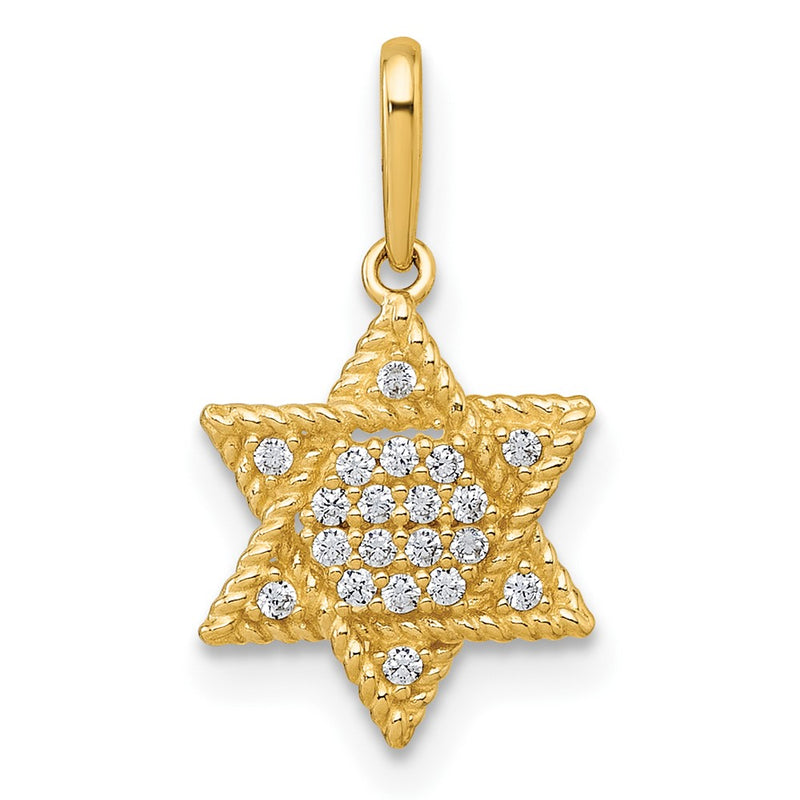 10K Yellow Gold Polished Cz Star Of David Pendant