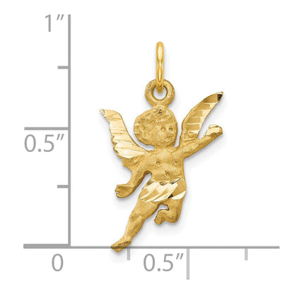 10k Yellow Gold Solid Satin Angel Charm