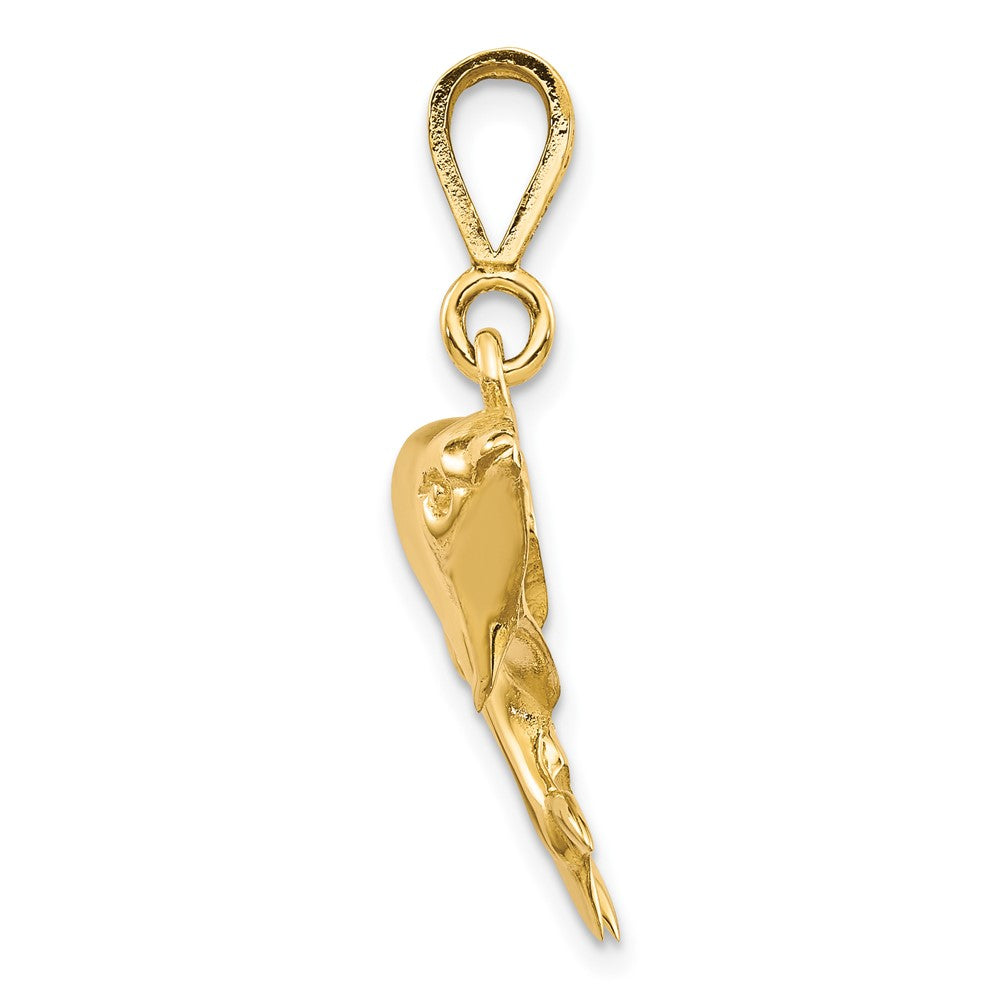 10K Yellow Gold Solid Polished Twin Dolphins Charm