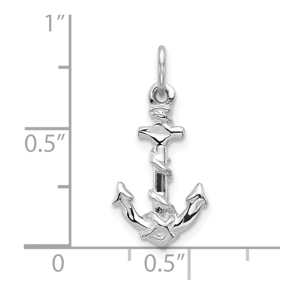 10K White Gold Anchor Pendant