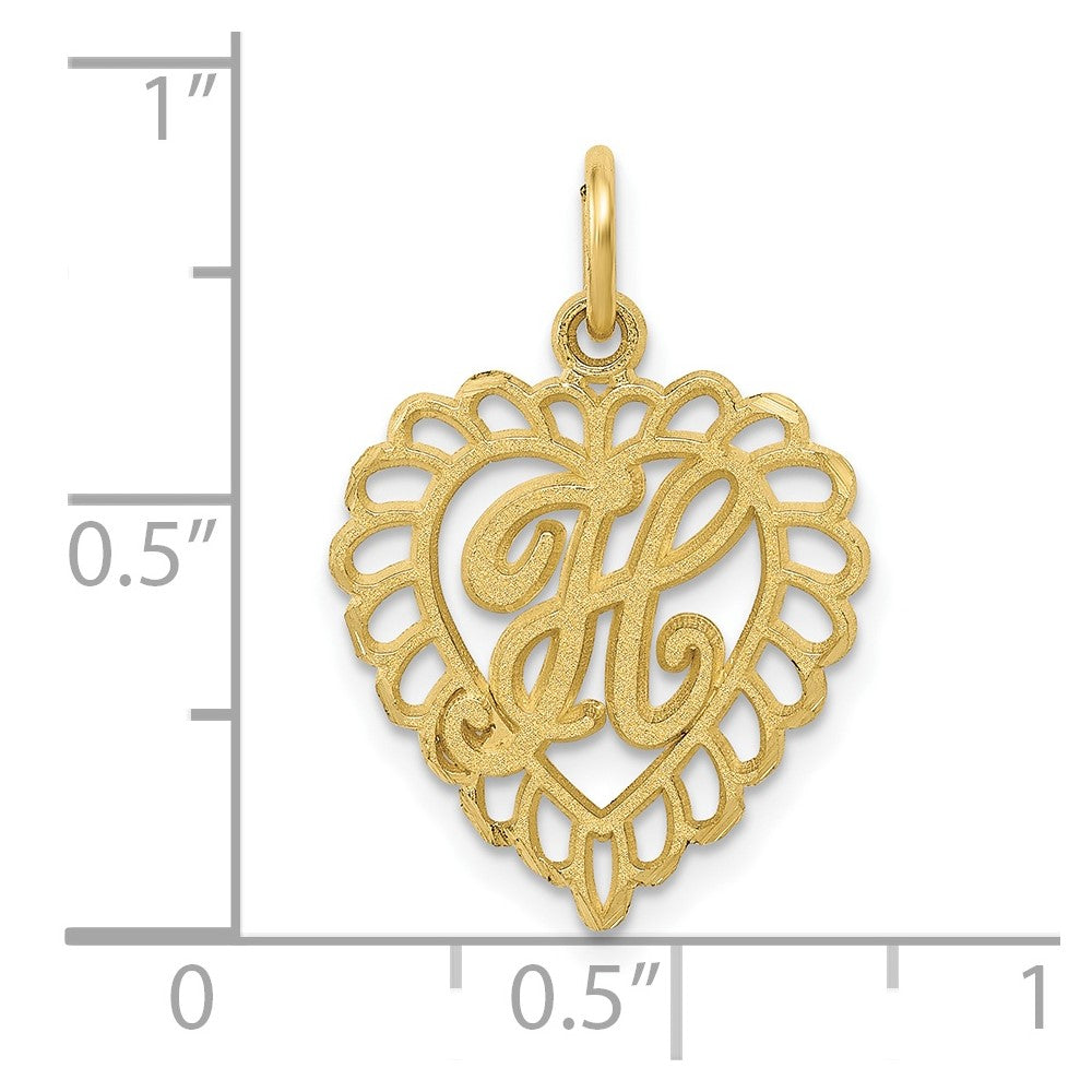 10K Yellow Gold Initial H Charm