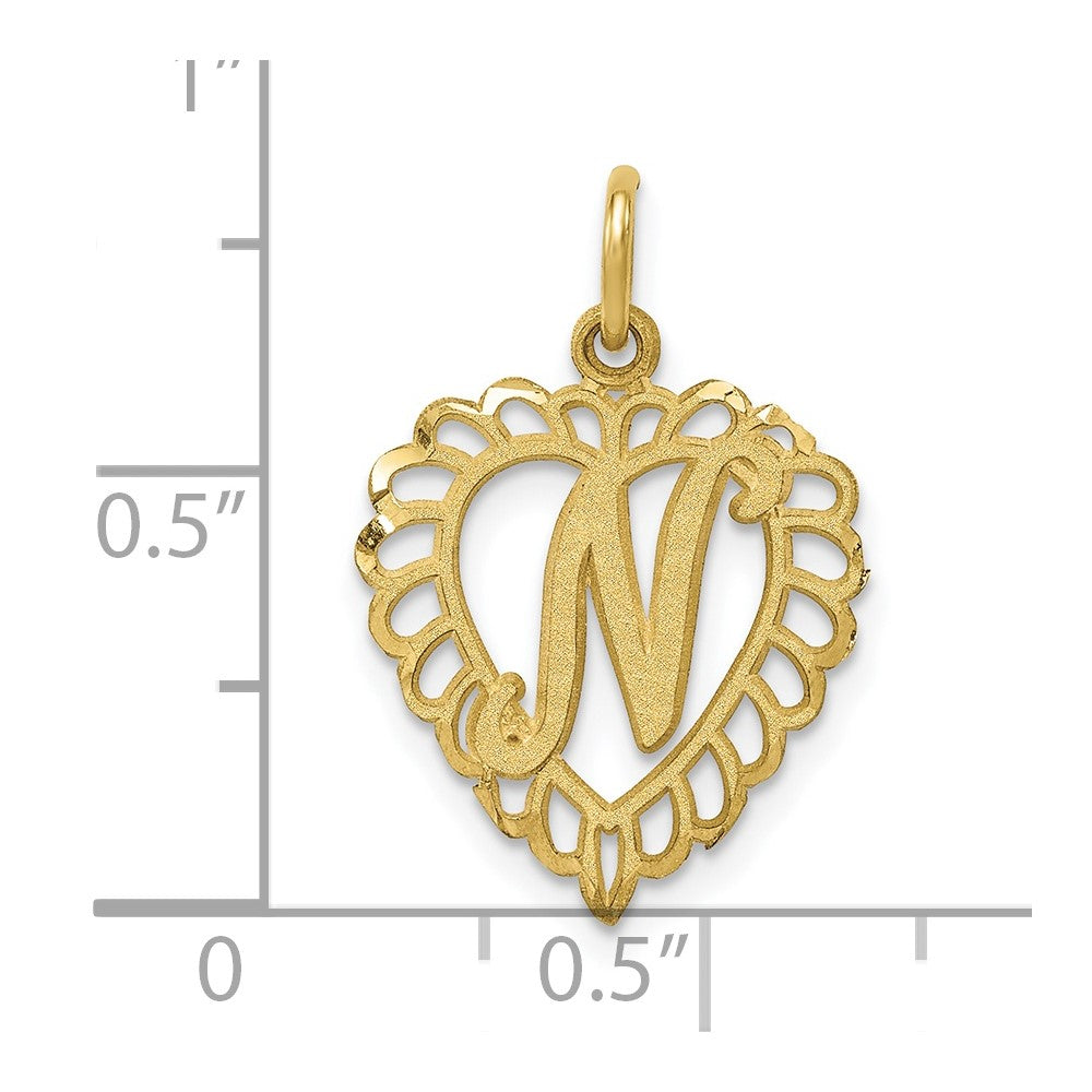 10K Yellow Gold Initial N Charm