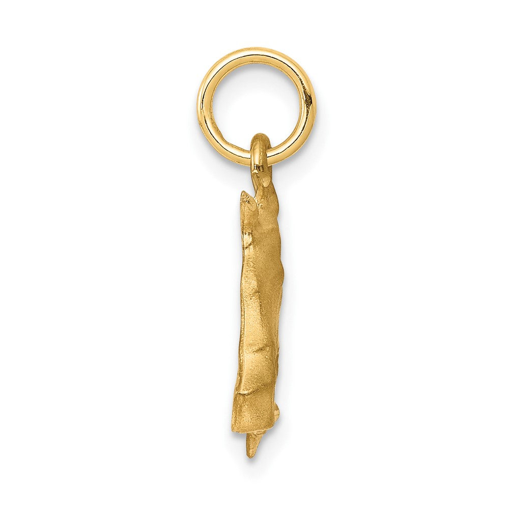 10k Yellow Gold Solid Satin Horsehead with Reins Charm