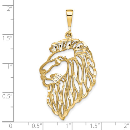 10K Yellow Gold Solid Diamond-Cut Lions Head Charm