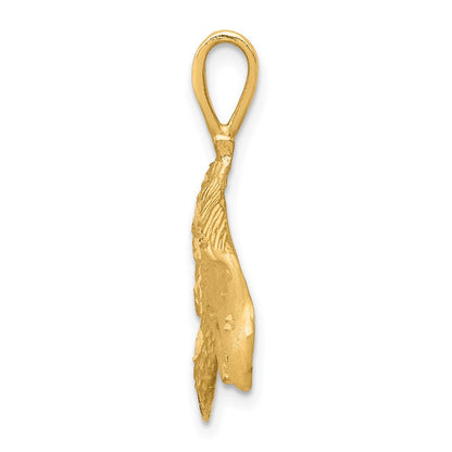 10K Yellow Gold Solid Diamond-Cut Eagle Head Charm
