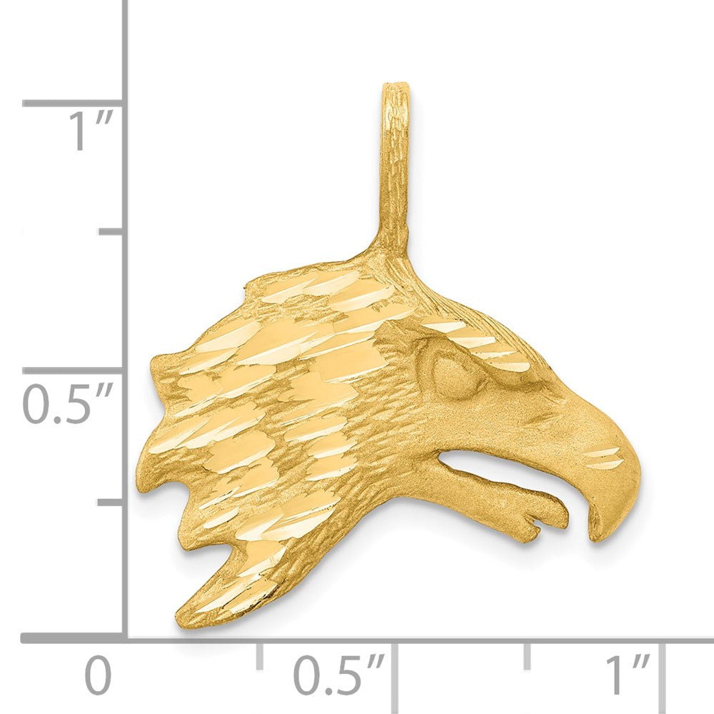 10K Yellow Gold Solid Diamond-Cut Eagle Head Charm