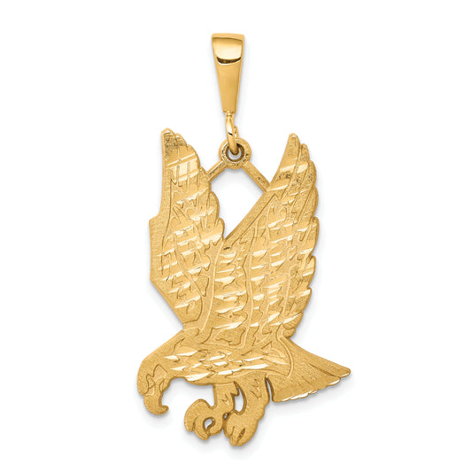 10K Yellow Gold Solid Diamond-Cut Eagle Charm