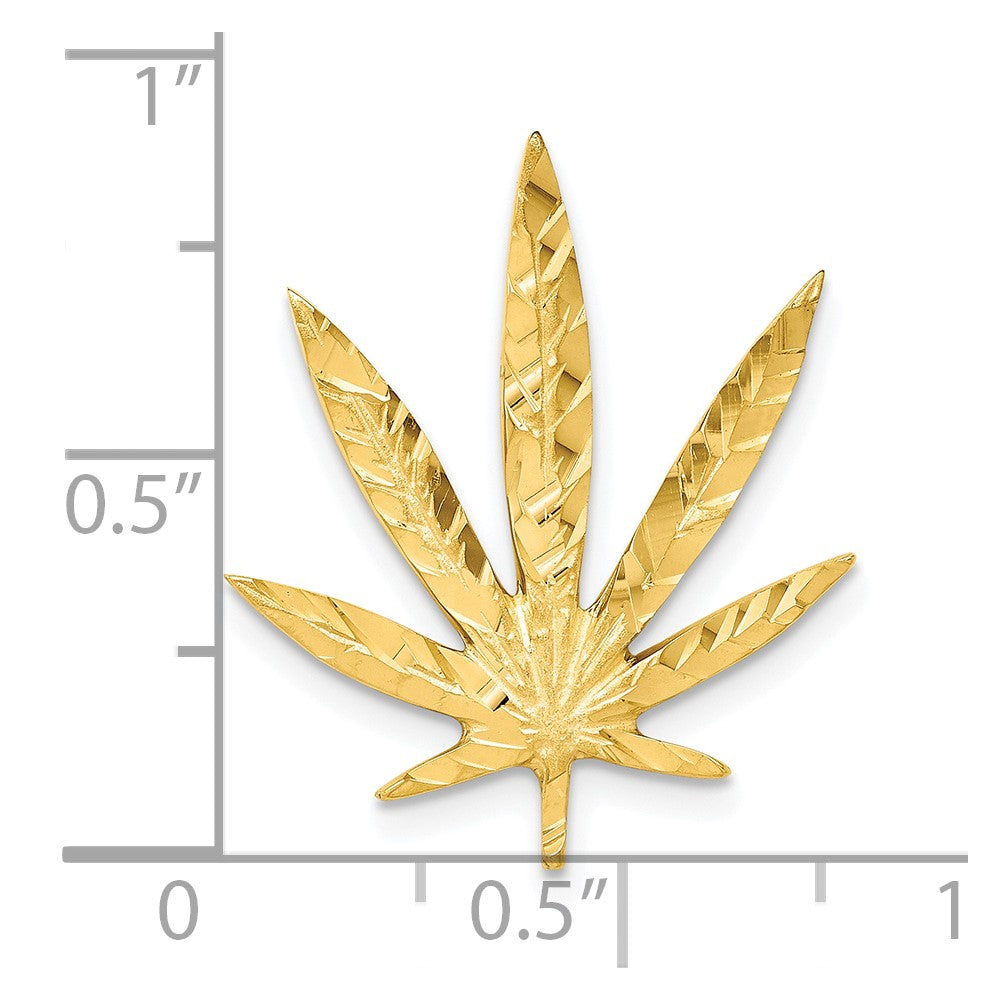 10k yellow gold solid satin leaf charm