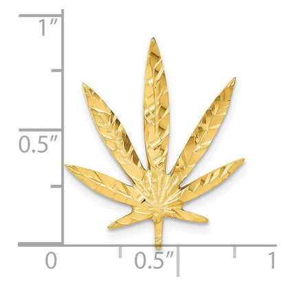 10k yellow gold solid satin leaf charm