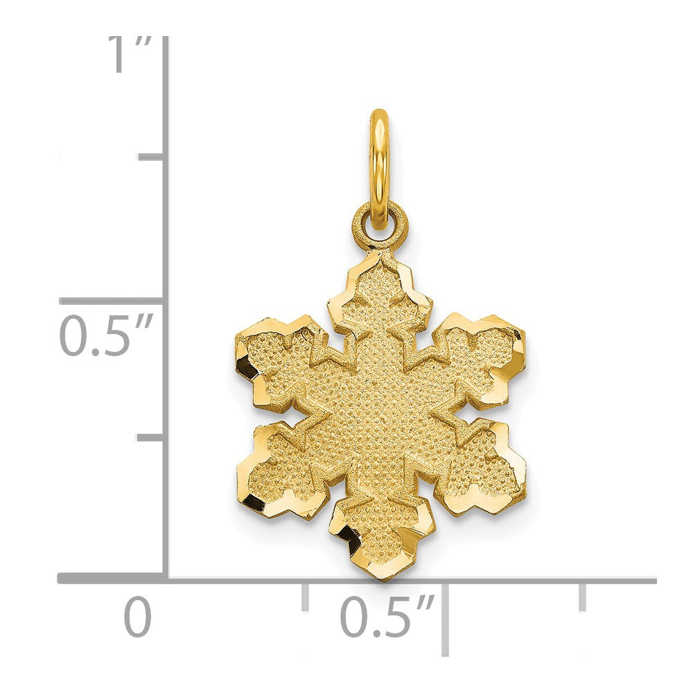10k yellow gold solid satin snowflake charm