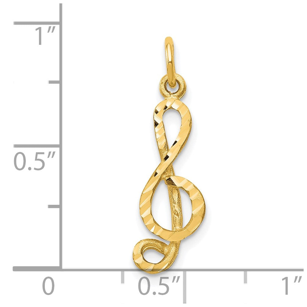 10k yellow gold medium solid treble clef charm