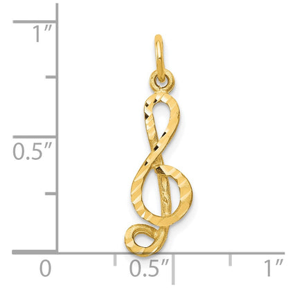 10k yellow gold medium solid treble clef charm