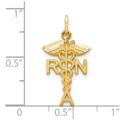 10k yellow gold solid registered nurse charm
