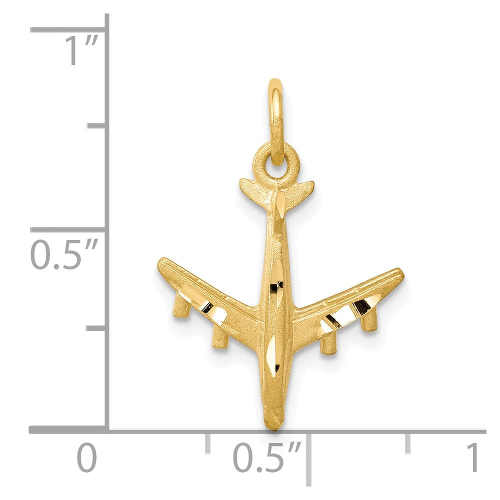 10k yellow gold solid satin airplane charm