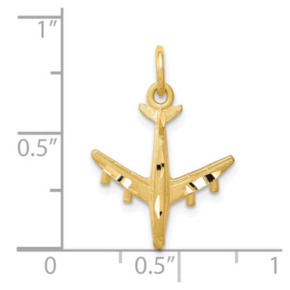 10k yellow gold solid satin airplane charm