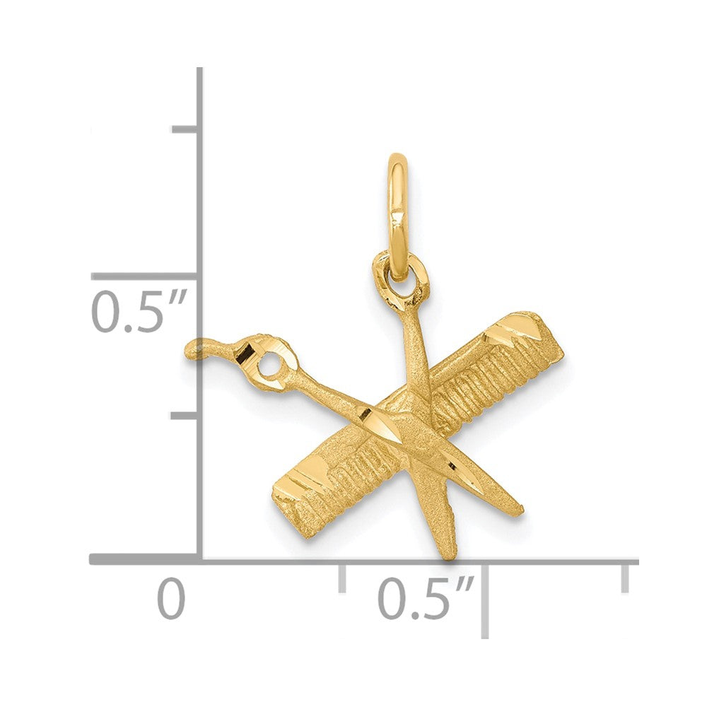 10k yellow gold comb and scissors charm