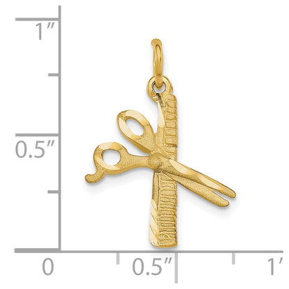 10K Yellow Gold Comb And Scissors Charm