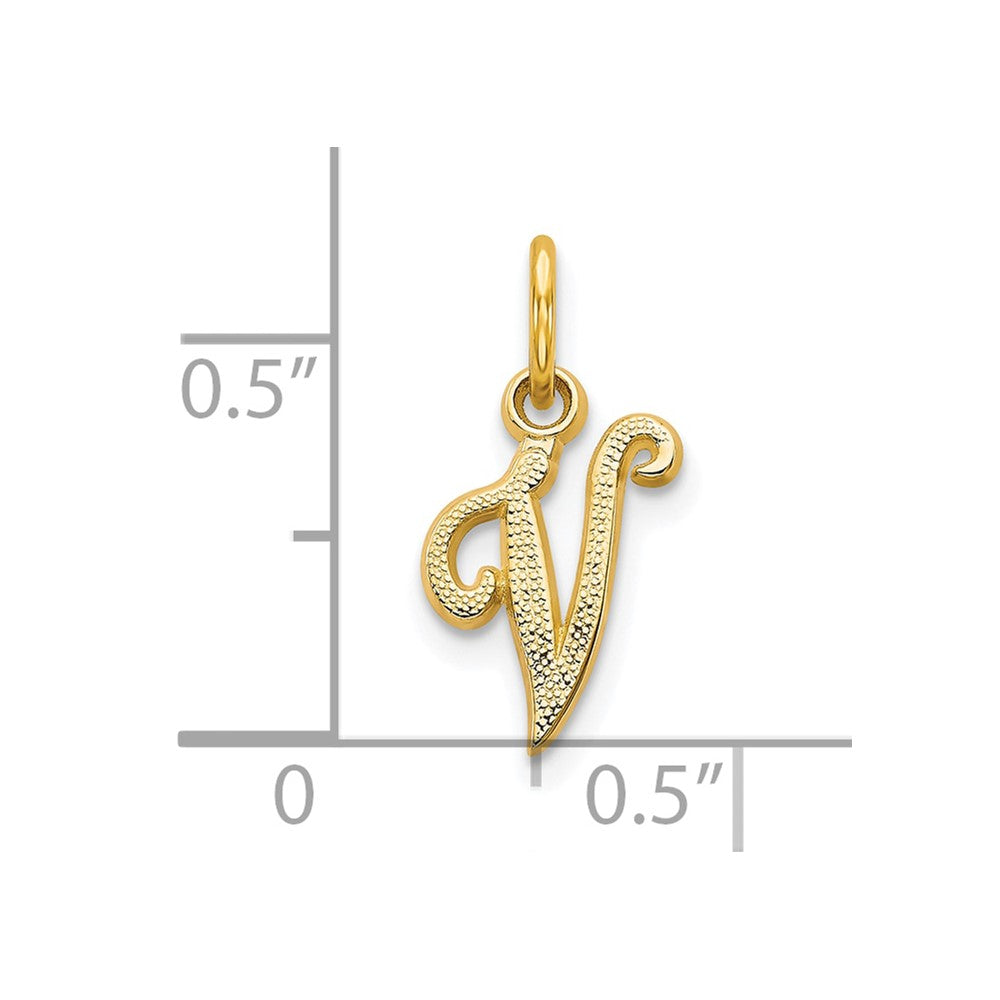 10K Yellow Gold Initial V Charm