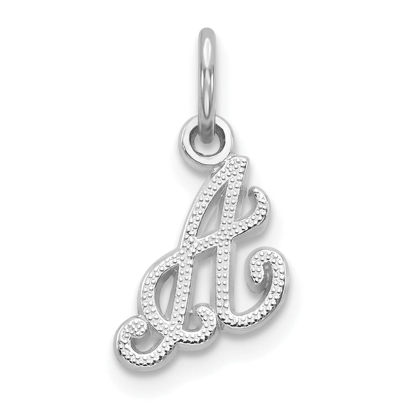 10K White Gold Initial A Charm