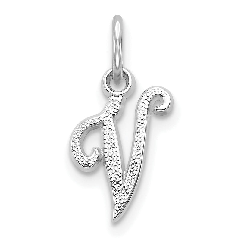 10K White Gold 10Kw Initial V Charm