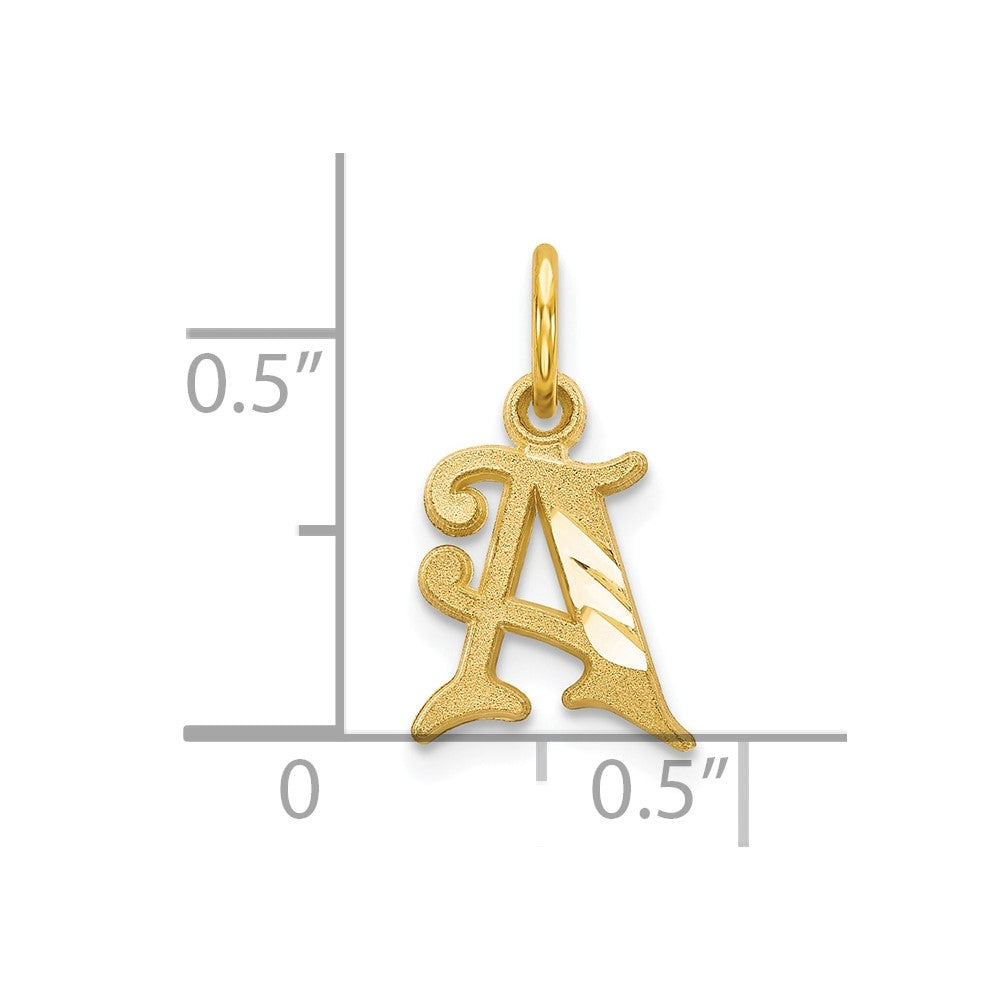 10K Yellow Gold Initial A Charm