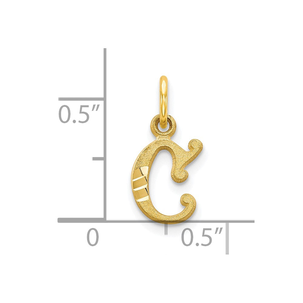 10K Yellow Gold Initial C Charm