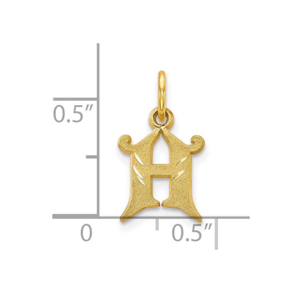 10K Yellow Gold Initial H Charm