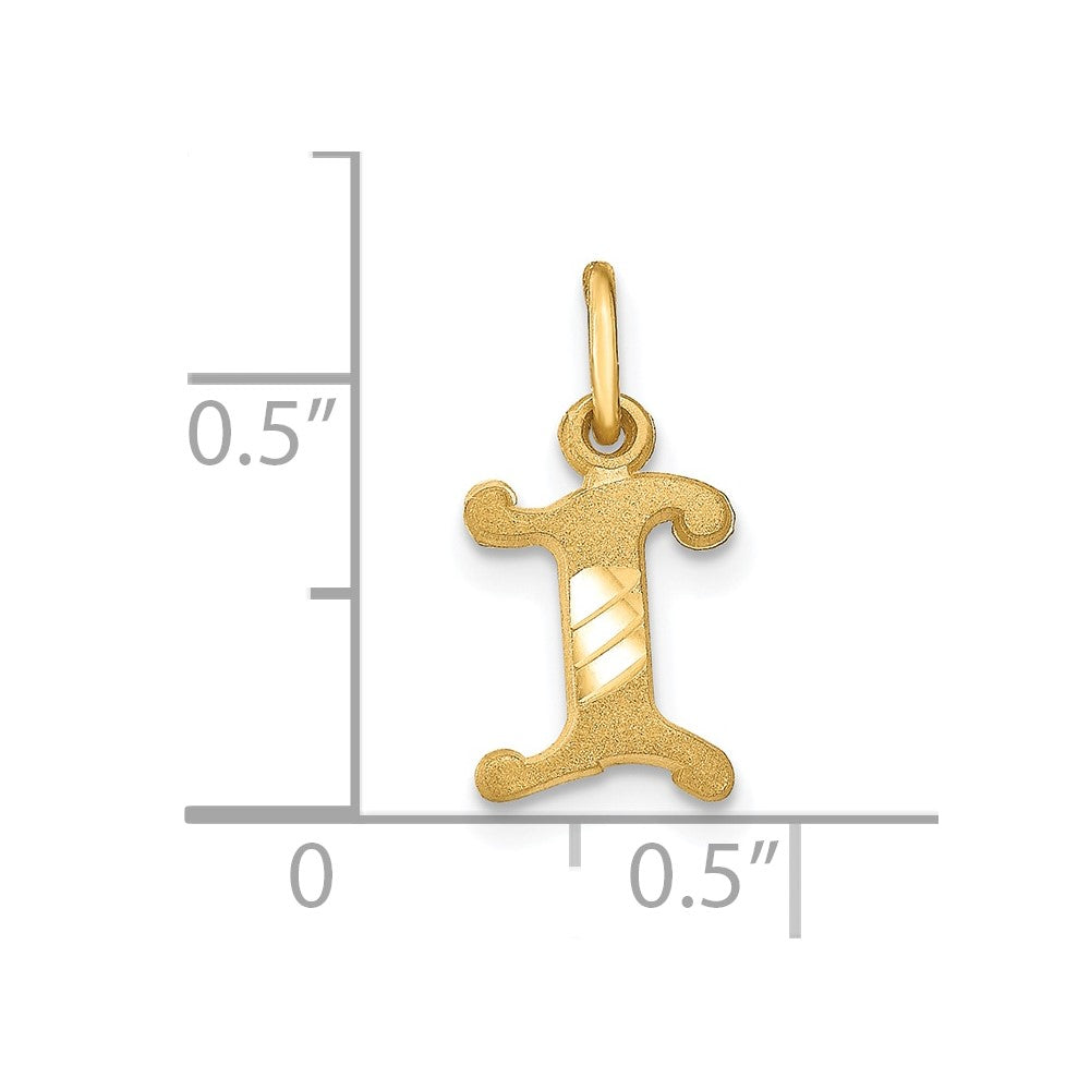 10K Yellow Gold Initial I Charm