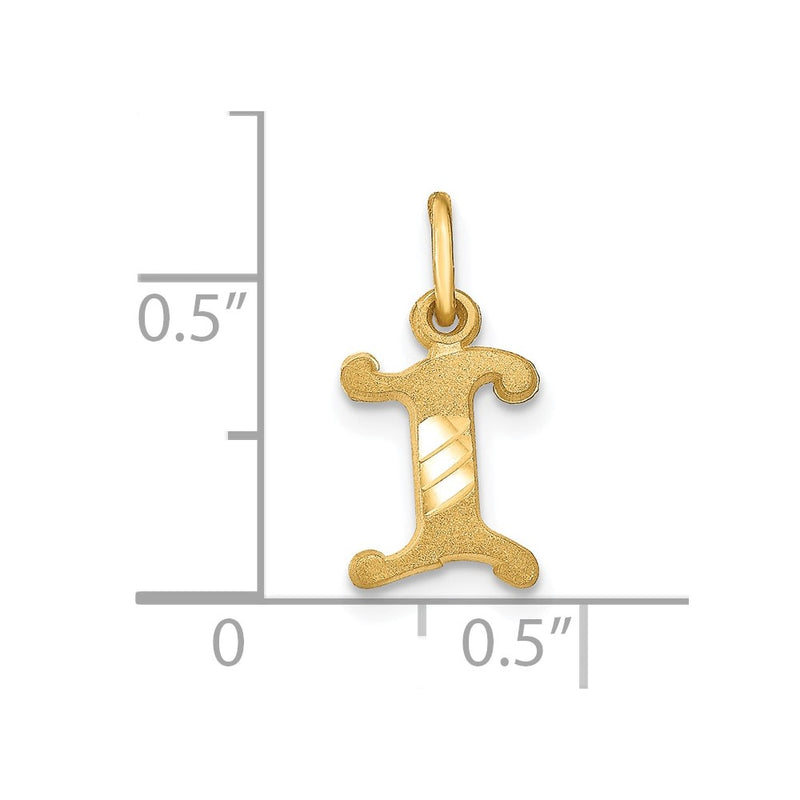 10K Yellow Gold Initial I Charm